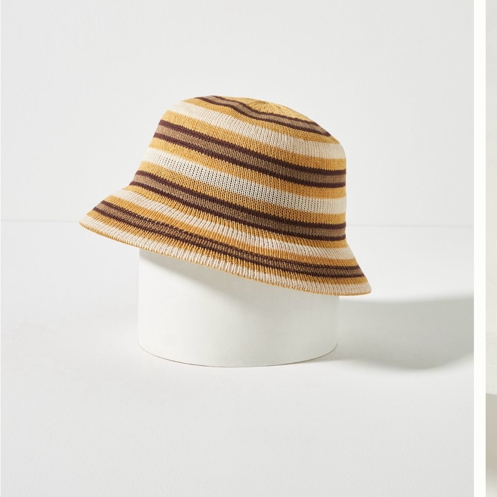 Anthropologie Yellow and Brown Striped Hat